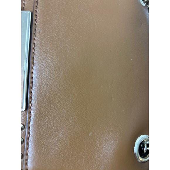 DVF Diane von Furstenberg 440 Mini Studded Flap Crossbody Bag Tan Brown Gold - Picture 4 of 10